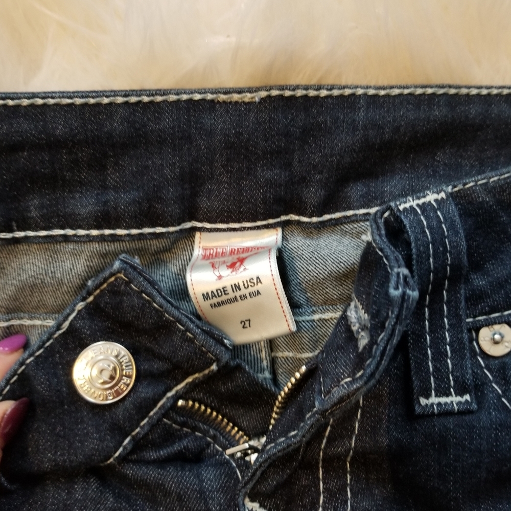 TRUE RELIGION DARK WASH STRAIGHT JEANS - Picture 3 of 3